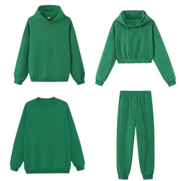 Toppies Sonbahar Kış Kadın Moda Uzun Kollu Kapşonlu Sweatshirts Polar Sıcak Pantolon Düz Renkli Spor Giyim 220811