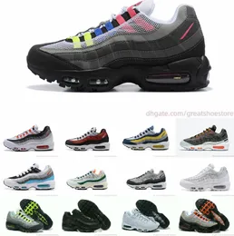 En kaliteli 95s og erkekler koşu ayakkabıları klasik üçlü siyah beyaz lacivert neon yumuşak taban gri spor ayakkabılar 20. yıldönümü erkekler sıradan tasarımcı eğitmenleri
