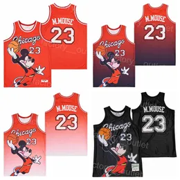 Film do koszykówki 23 myszy Myse Jersey All Sched Team Color Black Red Hiphop dla fanów sportowych Hip Hop University Pure Cotton High School High Quality