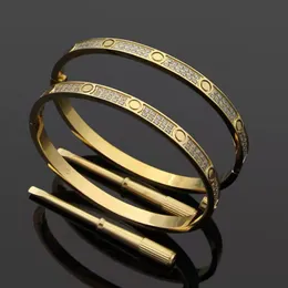5mm 2 Row Diamond Love Bangle Luxury Classic Designer Skruvmejsel Armband Mode Par Smycken För Kvinnor