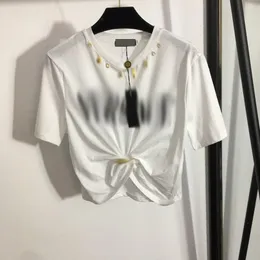 321 2022 Runway Spring Brand SAme Style T Shirt Manica corta Girocollo Bianco Nero Cotone Moda Pullover Abbigliamento Donna di alta qualità meiyi
