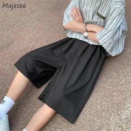 Men Solid Casual Shorts Loose Wide Leg Knee Length Summer Breathable Fashion Simple Trousers Korean Style Silk Satin Thin Bottom 220707