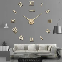 Offre spéciale 3d grand miroir acrylique horloge murale bricolage montre à quartz nature morte horloges moderne décoration de la maison salon autocollants 220727