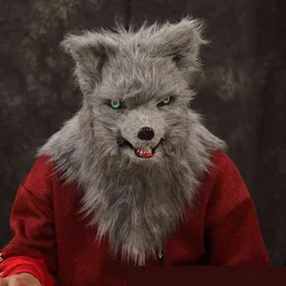 Halloween Wolf Dog Party Mask Simulation Fur Hair Animal Funny Christmas Cosplay Party Fox Lion Mask يمكن إعادة استخدام T220727