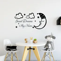 Adesivi murali Sleeping Moon Star Cloud Sweet Dream Nome personalizzato Sticker Art DIY Baby Bedroom Decor YO-162Wall StickersWall
