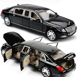 1:24 Maybach S600 Metal Car Model Diecast Eloy High Simulation Car Models 6 Dörrar kan öppnas tröghetsleksaker för barn Diffts 220507