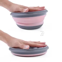 3 pcs/set Foldable Silicone Tableware Set Portable Food Container Salad Dish Camping Travel Outdoor Food Bowl for Kitchen 220408