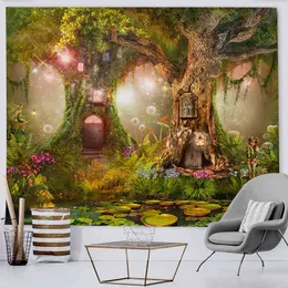 Tapestry Fantasy Plant Magical Forest Wall Decoration matta hängande BIG