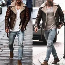 Männer Wolle Mischungen 2022 Mode Explosion Stil Faux Pelz Jacke Europäischen Verdicken Zipper Eine Kontrast Farbe Männer Winter Mantel viol22