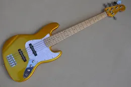 Factory Custom 4 Strings Electric Bass Guitar with yellow glitter large particles Can be customized