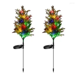 Dekorative Blumen Kränze 2pcs/Set Outdoor Leuchten Solarkiefernfarbe Farbe Wechseln Sie Gartenlicht wasserdicht für Gartenfeier Weihnachten