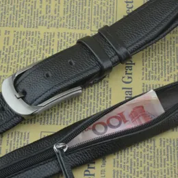 Belts Exclusive Zipper Belt Can Put Money First Layer Men's High Quality Leather Pin Buckle Designer Secret Hidden LongBelts