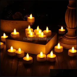 Luzes de ch￡ LEDs sem chamas Tealights Votive Tealights Candlebb Light Small Electric Fake Candle Realistic for Wedding Table Gift Drop Delivery 2021 Cand