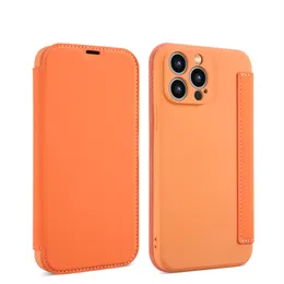 Flip Phone Leather Cases Wallet Card Holder Liquid Skin Feel For iphone 14 Pro 13 12 11 Xs Max XR Solid Color Kickstand TPU Silicone Cover Shockproof Anti Drop