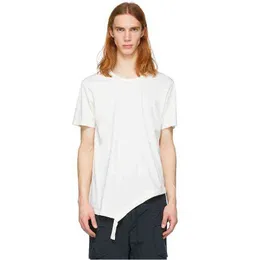 قميص مائل حافة خام حافة القميص بملء قميص أبيض وأسود قصير الأكمام مريحة قاعدة قطنية نقية L220704