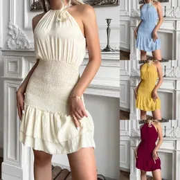 Vrouwen casual jurken 2022 Nieuwe designer rokken sexy luxe jurk solide kleuren taille sling banket avondjurk exclusieve ontwerpstijl halter