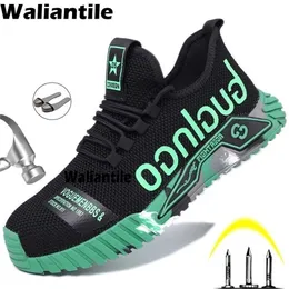 Waliantile Safety Shoes For Men Outdoor Antismashing Construction Work Shoes Boots Puncture Proof Indestructible Safety Sneaker 220815
