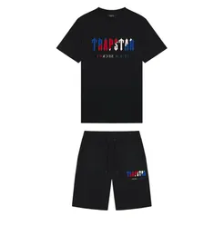 22SS Yeni Trapstar London T Shirt Erkekler Siyah Kısa Ceket Kısa Kollu Şort Takım Pamuk Sokak Giyim Çift S-3XL Kaynak Fabrika Toptan