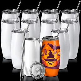 25 oz sublimering tomt vin tumlare med lock halm rostfritt stål sublimering dubbel vägg isolerad värmeöverföring kopp för jul halloween presenterar aa