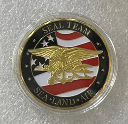 5st/Lot Gifts Gold Plated Souvenir Coin USA Sea Land Air of Seal Team Challenge Department of the Navy Military Coin.cx