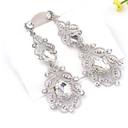 Dangle & Chandelier HOCOLE Fashion Long Crystal Drop Earrings Vintage Silver Color Bridal Statement Flower For Women Wedding Maxi Jewelry