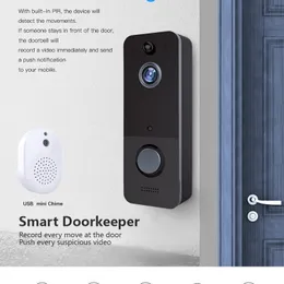 U8 Smart WiFi Wideodomofon Wizualny domofon z gongiem Noktowizor IP Dzwonek do drzwi Bezprzewodowa kamera bezpieczeństwa w domu