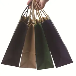 50st Fashionable Kraft Paper Presentväska med handtag/shoppingväskor/julbrun förpackningsväska/utmärkt kvalitet 21x15x8cm T200229