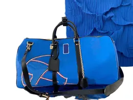 ダッフル旅行男性女性本革ハンドバッグショルダーダッフルバッグデザイナー荷物ハンドバッグロック大容量スポーツバッグ 55 センチメートル Enchase