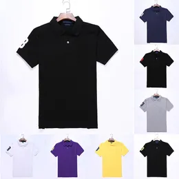 2022 Polos Herr Designers Märken Ralphs Polo Man s Casual Cotton Sleeve Business Chest Letter Lyx Kläder Shorts Ärm Stora och små hästar Kläder