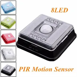 Night Lights 8 LED Motion Sensor Light Wireless Infrared Home Indoor Outdoor PIR Auto Detector Lamp