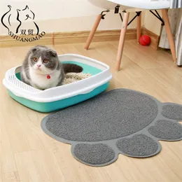 Shuangmao 방수 PET 고양이 쓰레기 PVC 매트 고양이 쿠션 패드 트래핑 애완 동물 쓰레기 박스 매트 제품 침대 고양이 집 깨끗한 201111