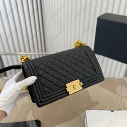 Bolsas de ombro femininas de couro genuíno com corrente e bolsa xadrez xadrez com aba e caixa