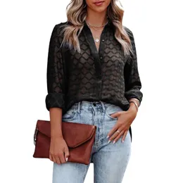 Women's Blouses & Shirts Womens Casual Solid Long Sleeve V Neck Button Down Summer Sheer Tops Athletic WomenWomen's