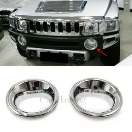 2PCS Fog Light fogLamp Cover Trim For Hummer H3 2006-2010 H3T 2009-2010 Chrome Front Bumper Foglights Hole Covers Accessories