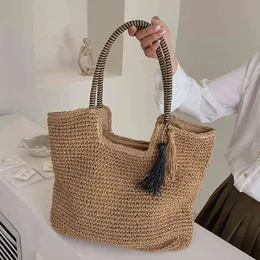 Einkaufstaschen Damen Quaste Seite für Frauen Hit Trendy Sommer Mode Umhängetasche Dame Handtaschen und Geldbörsen Strand 220318