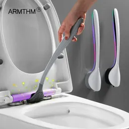 Scopino per WC a parete in silicone per bagno Nessun angolo morto Asciugatura rapida Manico lungo Pulizia a parete con supporto 220511