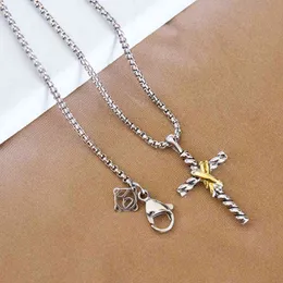 Twisted X -halsband 925 Sterling Silver Cross Necklace Chain Men Women Designer smycken Buckle Thread Pendant E6677