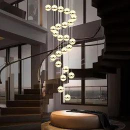 Pendant Lamps Stairs Long Lights Modern Minimalist Villa Nordic Living Room Rotating Stair Hanging Lamp LightPendant