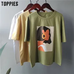 Toppies 2020 Summer Character T Shirts Fashion Girls Tops Short Sleeve Printing T Shirts Corean Women Comples 95 Cotton LJ200814