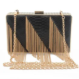 Evening Bags Women Brand Leather Tassel Wedding Party Clutch Fashion Chain Shoulder Bag Female Black White Red Blue Mini BolsaEvening