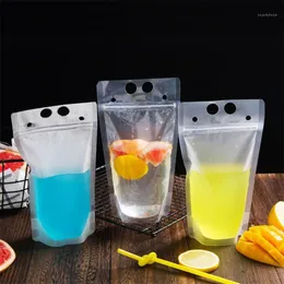 Upspirit 10Pcs Plastic 500ml Clear Drink Pouches Disposable Transparent Sealed Bag For Juice Coffee Water Milk Container Storage