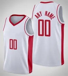 Напечатанный Houston Custom Diy Design Basketball Jerseys Настройка Команда Униформа Печать Персонализированные Любое имя Номер Мужчины Женщины Дети Молодежные Мальчики Белый Джерси