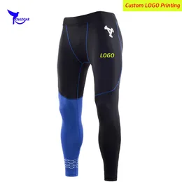 Base de compressão Camada elástica de meia -calça de corrida Men Quick Dry Patchwork Troushers Training Gym Fitness Leggings Sports Pants Custom 220608