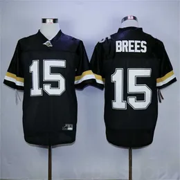 Chen37 Men Purdue Boilermakers College 15 Drew Brees Football Jerseys University Team Color Black Stitched top Quality