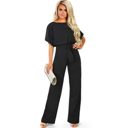 Women's Jumpsuits & Rompers Fashion & Charm Women's Black Bodysuits Polyester Women Jumpsuit Short Sleeve Bow Body Mujer Casual Stra