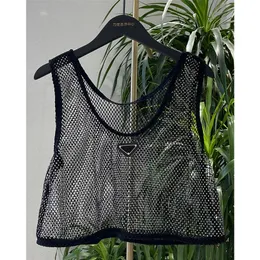 H80S90 Ankomst Kvinnor Crystal Amazing Bring Diamond Tank Tops Sexig ärmlös t-shirt Casual Short Crop Top 220427