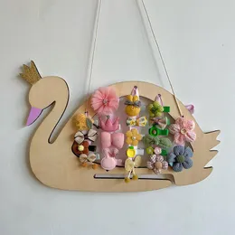 Decorative Objects & Figurines Girls Hair Bows Holder Cute Swan Shaped Hairband Barrette Storage Belt Wall Hanging Pendant Bedroom Nursery D