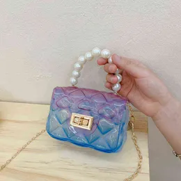 Kinderleichter Silikon Gelee Little Girl Pearl tragbare Kette Candy Mini Messenger Handtasche