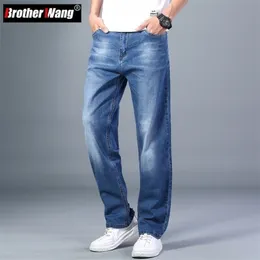 6 colori primavera estate uomo sottile gamba dritta jeans larghi stile classico pantaloni larghi elasticizzati avanzati uomo taglie forti 40 42 44 220718