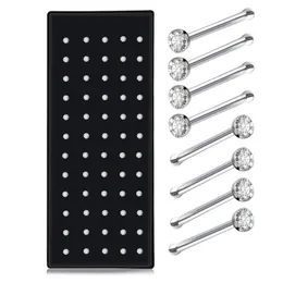 Other 60PCS/Lot Mixed 2MM Punk Rhinestone Nose Ring Men Women Ladies Piercing Stud Pin Body Ear JewelryOther